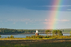 Rainbow by Lubec Channel Lighthouse in Maine